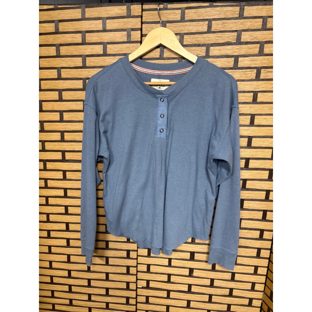 The Normal Brand Blue Henley‎ Top Size Medium
